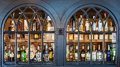 Brady's Antique Liquor Shelf Behind the Bar